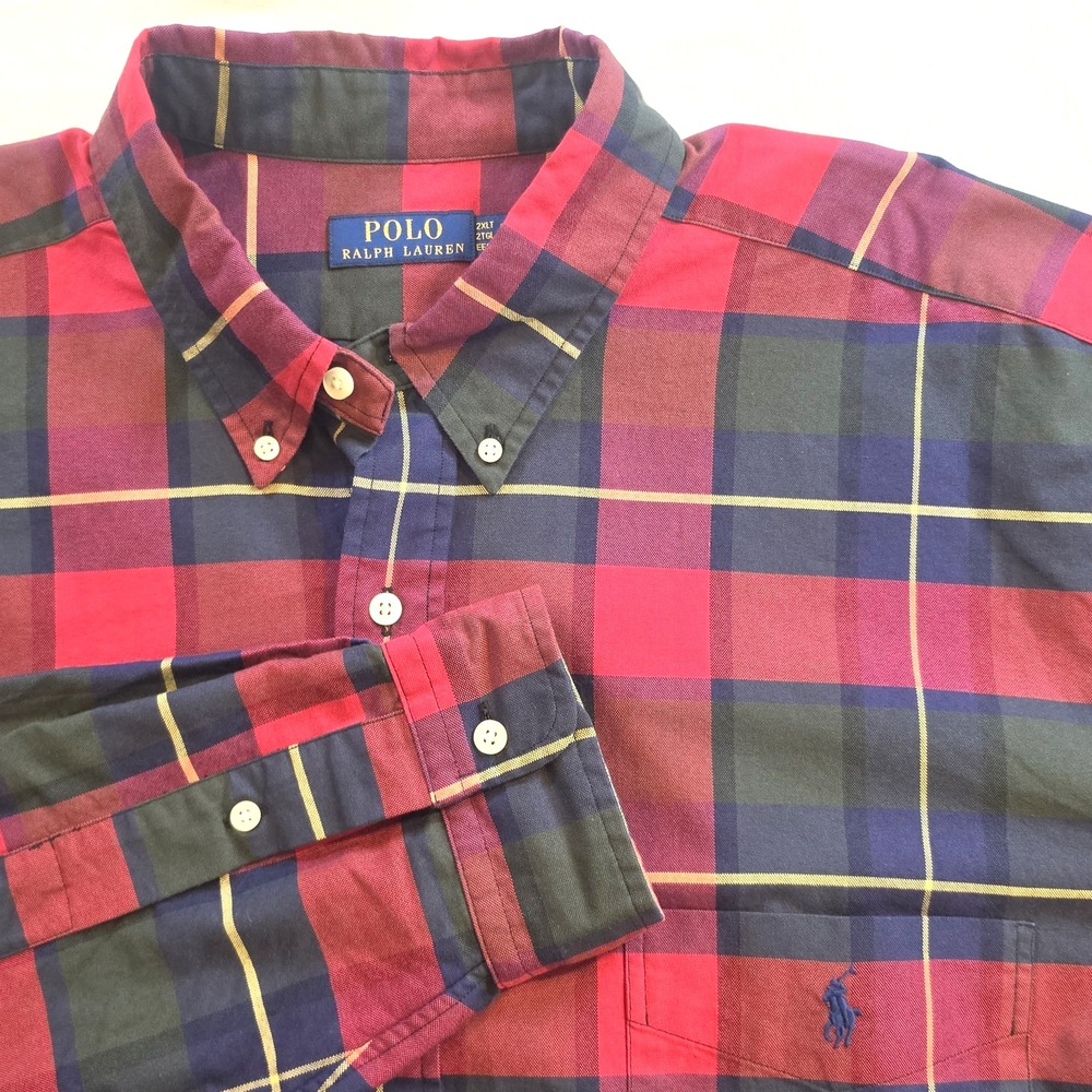 POLO RALPH LAUREN Mens 2XLT Red Plaid Button Down Long Sleeve Shirt NWT! - $138